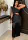 One-Shoulder Asymmetric Tassel Maxi Dress