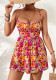 Women's Floral Square Neck Mini Dress Spring Summer Beachwear