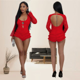 Sexy Low-Back Fashion Lace Bell Sleeve Jumpsuit