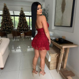 Strapless Lace Solid Color Chic Short Romper
