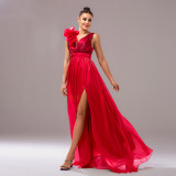 Luxury Sleeveless V-Neck Slit Evening Gown