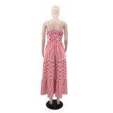 Women's Striped Strap Casual Midi Dress