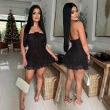 Strapless Lace Solid Color Chic Short Romper