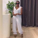 Casual Lace-Up strap Loose-Leg Jumpsuit