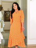 Chic Elegant Printed Three-Quarter Sleeve Casual Midi Dress