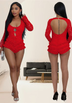 Sexy Low-Back Fashion Lace Bell Sleeve Jumpsuit Sexy Low-Back Fashion Lace Bell Sleeve Jumpsuit