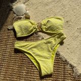 Women embroidered sexy Strapless swimsuit Two Pieces