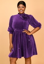 Women Solid Party Formal Party Floral Dresses