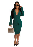 Women Sexy Solid Dress Two Piece Set