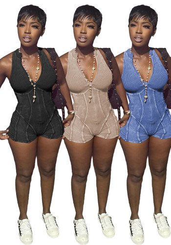 Women Casual Sexy Zipper Jumpsuit