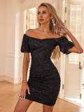 Women Sexy V-Neck Off Shoulder Party Bodycon Dress