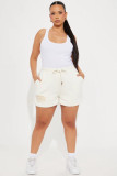 Women Casual Zipper Hooded Printed Top and Shorts Two Piece Set