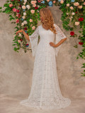 Women V-Neck Long Sleeve Lace Dress