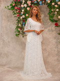 Women V-Neck Long Sleeve Lace Dress