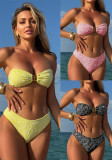 Women embroidered sexy Strapless swimsuit Two Pieces
