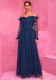 Women Patchwork Chiffon Off Shoulder Lace Evening Dress