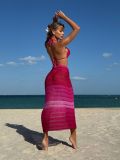 Women gradient mesh beach long skirt sexy bikini bikini Three-Piece