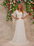Women V-Neck Long Sleeve Lace Dress