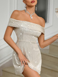 Women Party Sexy Backless Sequin Dress