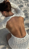 Women Holidays Sexy Knitting Hollow Backless Beach Dress