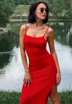 Women Summer Sexy Backless Lace-Up Maxi Knitting Wool Suspender Dress