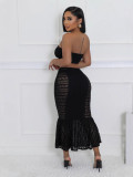 Women Spring Sexy Strapless Crop Top and Bodycon Fishtail Skirt Two Piece Set