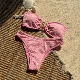 Women embroidered sexy Strapless swimsuit Two Pieces