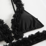 Women solid lace sexy mesh long skirt swimsuit Three-Pieces