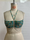 Multi-Layer Beaded Tassel Chest Chain Sexy Body Chain Top