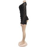 Sexy Low-Back Fashion Lace Bell Sleeve Jumpsuit