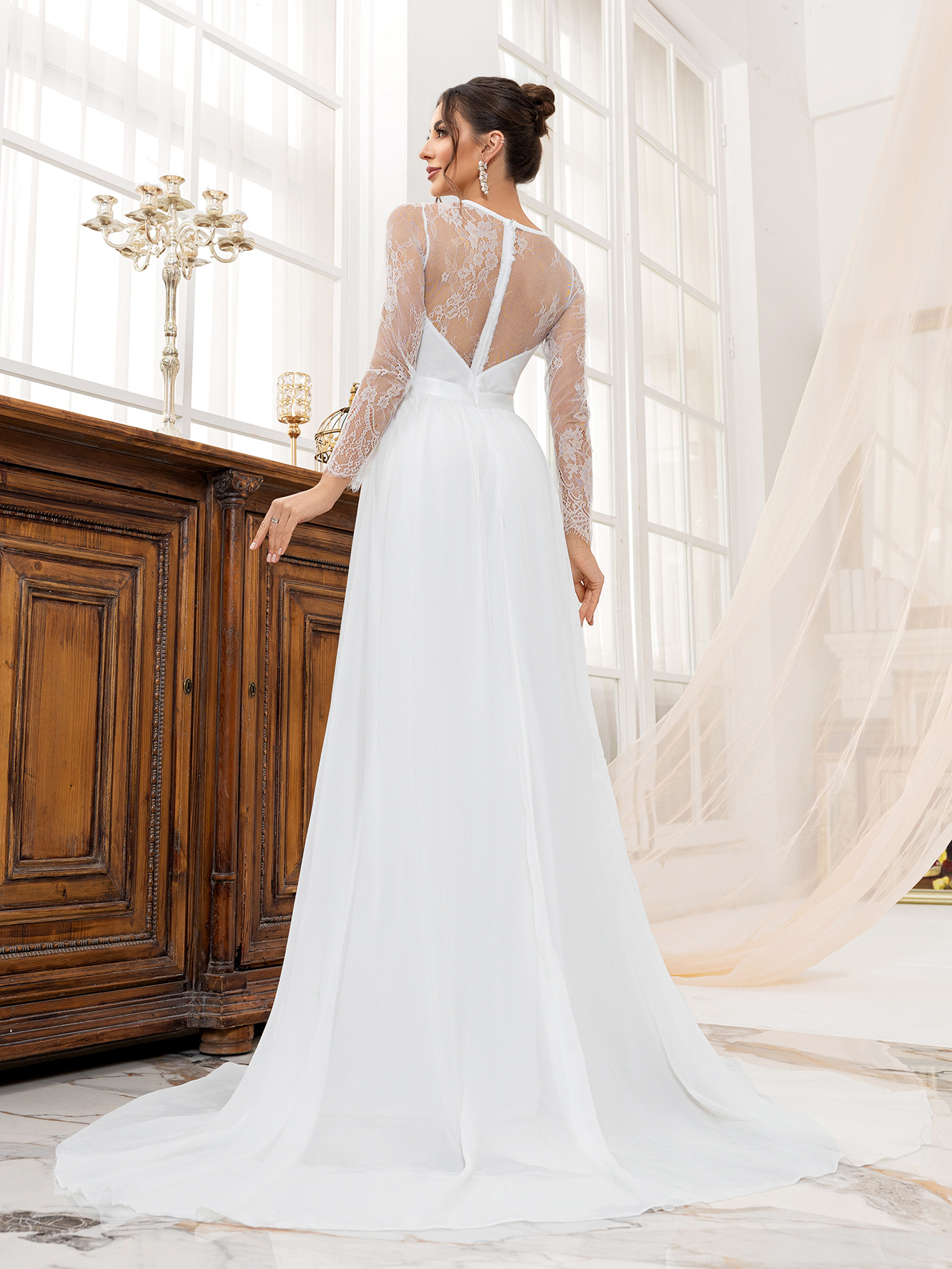 Lace Patchwork Luxury Formal Wedding Dress