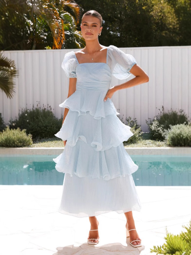 Strapless Low Back Tiered Dress for Summer Parties