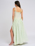 Women Sexy Floral Strap High Slit Long Dress
