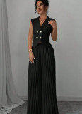 Women's Vest and Pleated Pants Suit Fashionable Wear