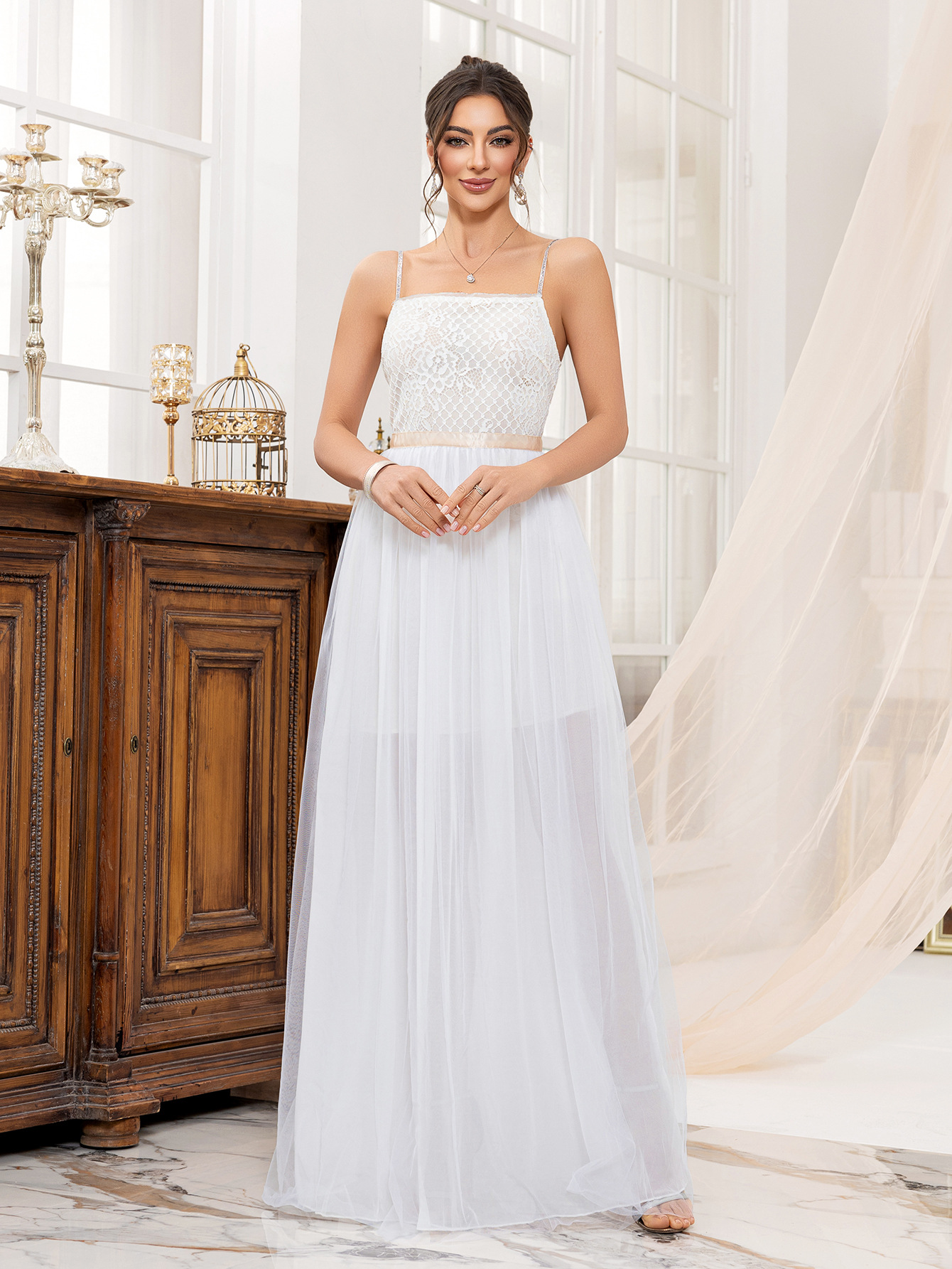 Elegant Mesh Bridesmaid Dress