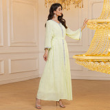 Women’s Arab Dress Chiffon Beaded Abaya Muslim Robe