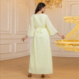 Women’s Arab Dress Chiffon Beaded Abaya Muslim Robe