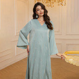 Dubai Women Elegant Satin Beaded Abaya Dress