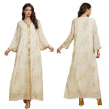 Spring Fashion Muslim Robe Jacquard Chiffon Sequin Abaya Dress