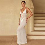 Summer Fashion Women's Halter Neck Knitted Beach Dress