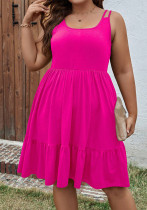 Plus Size Women's Sleeveless Loose Solid Color A-Line Dress