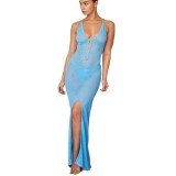 Summer Fashion Women's Halter Neck Knitted Beach Dress