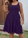 Plus Size Women's Sleeveless Loose Solid Color A-Line Dress