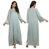 Dubai Women Elegant Satin Beaded Abaya Dress