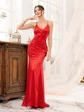 Women's Summer V-Neck Lace-Up Fishtail Evening Dress