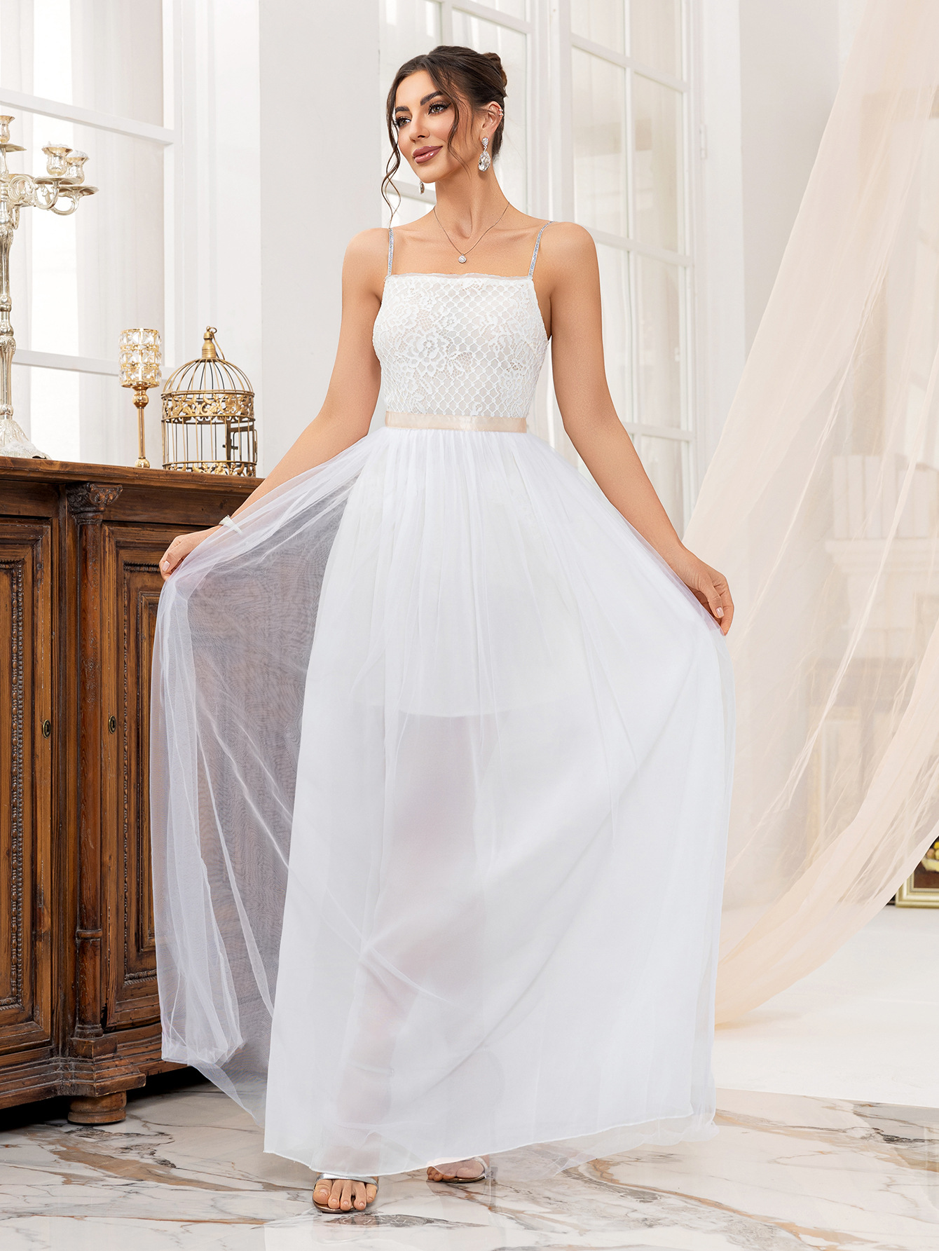 Elegant Mesh Bridesmaid Dress