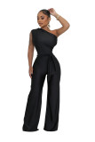 Women's Sexy Solid Color Fashion One-Shoulder Slash Shoulder Jumpsuit