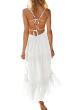 Spring and Summer Fashion Sexy Pleated Low Back Strap Dress