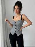 Women's Elegant Single-Breasted Houndstooth Vest
