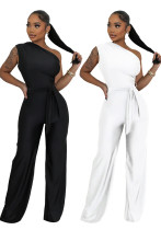 Women's Sexy Solid Color Fashion One-Shoulder Slash Shoulder Jumpsuit Women's Sexy Solid Color Fashion One-Shoulder Slash Shoulder Jumpsuit